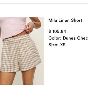 Reformation Mila Linen Short Natural - Size XS $98